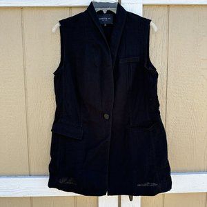 Lafayette 148 Black Cotton Gauze One Button Sleeveless Vest Women's Size Medium